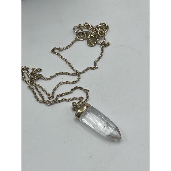 STELLA & DOT Gold Toned Chain Clear Quartz obelisk Amulet Pendant Necklace - Picture 11 of 14